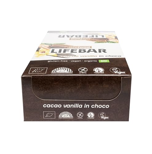 Lifefood InChoco Riegel RAW BIO Energieriegel mit Schoko-Überzug, Rohkost, Vegan, Bio, Glutenfrei, Ohne Zuckerzusatz, Roh, Biologisch angebaut - 15er Pack (15 x 40 g) (Kakao Vanille)
