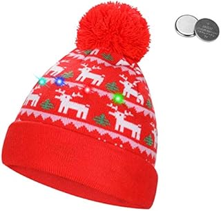QKURT Stylish Unisex LED Light Up Beanie Hat Knit Cap, Colorful Xmas Christmas Beanie Cap for Ugly Christmas Sweater Party Holiday Party Favor Supplies Indoor and Outdoor Winter Snow Hat