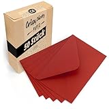 Japun - sobres (50 piezas) de papel, sobre sin ventana - DIN C6-162 x 114 mm - rojo