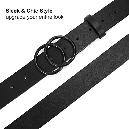Suosdey Women Leather Belt Fashion Double O-Ring Soft Faux Leather Waist Belts For Jeans Dress #TOP4