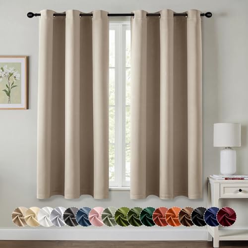 MIULEE Blackout Curtains for Bedroom 2 Panels 40 x 63 Inch Long Taupe