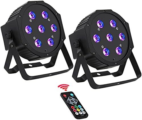 2 Pack Par Lights, YeeSite 70W 7LEDs RGBW 4 in 1 Stage Lights Sound Activated by Remote & DMX Control, Multi-Mode Par Can Light for Wedding Church Birthday Party Stage Lighting