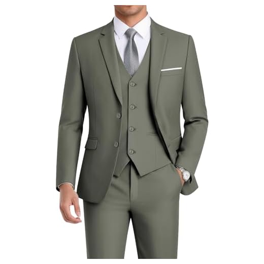 Terno masculino Ween Charm com 2 botões, ajuste slim, 3 peças, Olive Green, X-Small