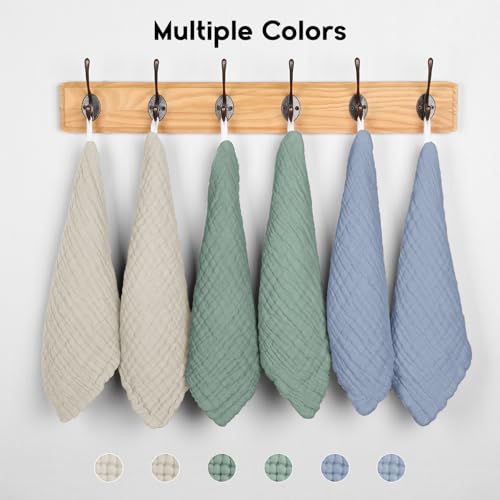 Image of Unnivoll Muslin Burp Cloths Baby 12''X12'', Baby Washcloths 6 Pack, 100% Cotton Baby Wash Cloths Absorbent and Soft for Newborn Infants Kids Boys Girls - Apricot Green Sapphire Blue