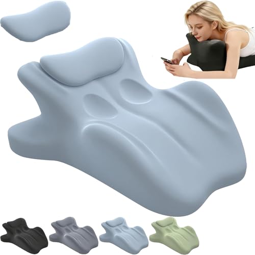 JOYO Ergonomic Memory Foam Couples Pillow - Intimacy Pillow Cushion for Lumbar Support, 27° Lift Waterproof Posture Support Pillows Modern Style for Home Bedroom (Blue)