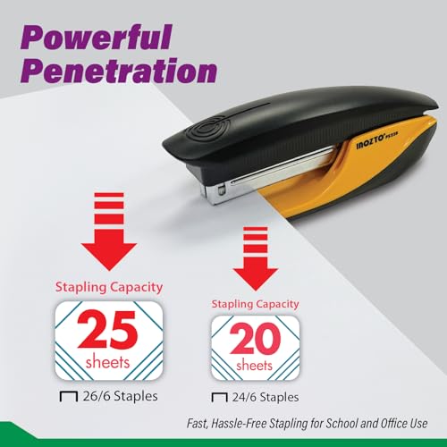 INOZTO Ergonomic Stapler, 20 Sheet Capacity & 100 Staples Storage, with Staple Remover & Non-Slip Base, for Office, School, Home Use - Image 3