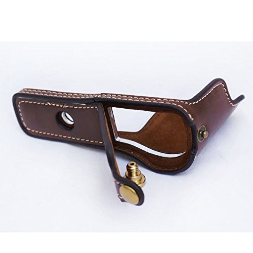 First2Savvv Xjpt-A5100-D10 Dark Brown Leather Half Camera Case Bag Cover Base For Sony Alpha 5100.A5100.Ilce5100.Alpha 5000.A5000.Ilce5000 + Cleaning Cloth #TOP3