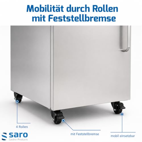 Foto von SARO Tellerwärmeschrank – 60 Teller Ø 29 cm – Edelstahl – 3 Einschübe – Rollen mit Bremse – Temperatur +35 bis +85 °C – Modell TW 60
