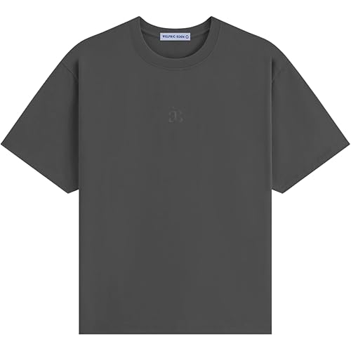 Aelfric Eden Mens Oversized T-Shirts Cotton Crewneck Short Sleeve Casual Solid Color Basic Tee Summer Streetwear Tops