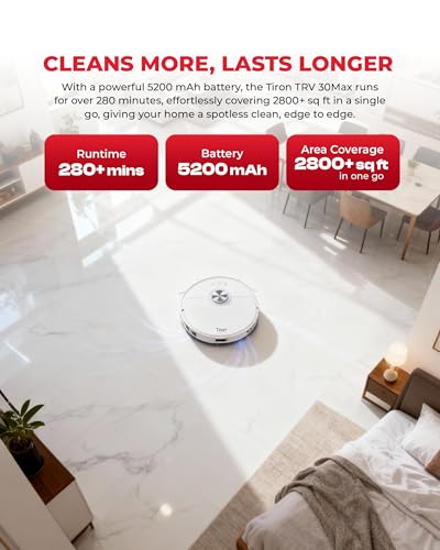 Image of TIRON TRV 30 MAX 2-in 1 Robot Vacuum, Self-Empty, 5200mAh, LiDAR Navigation