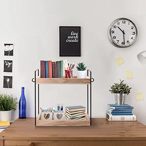 Infankey Bathroom Counter Organizer, 2 Tier Vanity Organizer For Bathroom Counter, Multi-Use Organizer - Kitchen Organizer,The Perfect Addition To Your Bathroom Counter Decor(Natural Wood) #TOP5