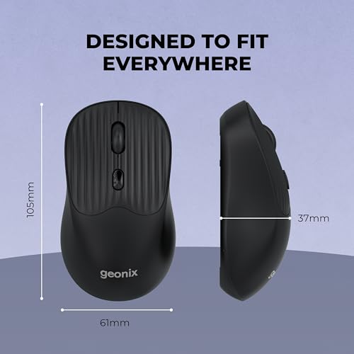 Image of Geonix Nimbus 09 Optical Wireless Mouse | Dual Mode (2.4GHz + BT), High Precision Tracking, 3 DPI Modes, 10m Range, Cutting Edge Ergonomic Design (Black)