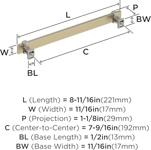 Amerock Overton 7-9/16 inch (192mm) Center-to-Center Golden Champagne/Satin Nickel Cabinet Pull, BP37081BBZG10 by Amerock - Image 5