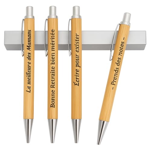 weastyle - Stylo en bambou personnalisable + étui + Gravure Laser - cadeau écoliers, anniversaire Gravure prénoms - stylo écologique