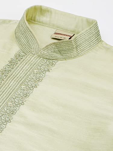 Image of Manthan Mens Full Sleeves Striped Blended Cotton Kurta