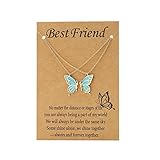 [Tamaño del collar de amigo] Longitud del collar de amistad BFF: 18 "+ 2.5" extensor, tamaño del colgante de mariposa: 0.4 * 0.7 "pulgadas. collar de tribu para mujeres amistad, collar para niñas adolescentes