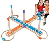 Hoop Toss Yard Game – Wooden Ring Challenge Kit, Party Target Activity, Skill...