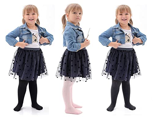 Image of SYGA Baby Tights Soft Cotton Leggings For Girls Toddler Solid Knit Stockings Socks Warm Crochet Pants Pack Of 3