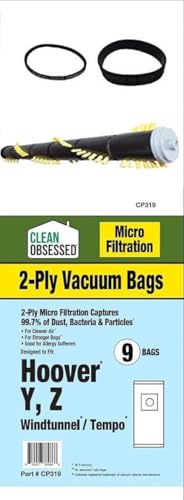 Replacement Hoover Windtunnel COMPLETE Service Kit Hoover WindTunnel Upright Type Y Bags- 9 Pack PLUS 15 inch Roller Brush and Self Propelled Belt Kit by Edgerr - Image 2