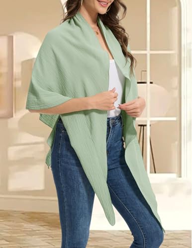 Bbonlinedress Schal Damen Baumwolltuch Halstuch elegant Dreieckstuch Multifunktionstuch Shawl Musselintuch 200 * 140 * 140cm Light Green