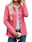 GRACE KARIN Women's Long Sleeve Casual Blazer Work Office Bussiness Jacket with Pocket Pink 2XL