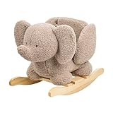 Nattou Schaukeltier aus weichem Teddy-Stoff, Schaukeltier Elefant, Inkl. Sicherheitsgurt...