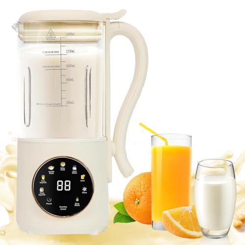 8 in 1 Automatic Soy Milk Maker Machine,47oz/1400ML Automatic Nut Milk Maker,with 16 Blades, Self-Cleaning,24H Delay Timer, Boiling Water And Keep Warm Functi,for Makes Almond Milk, Oat Milk A