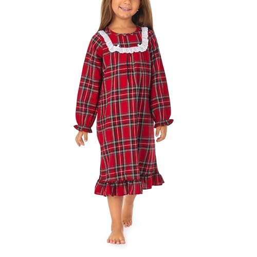 Sleepwear for Girls Pajamas Classic Long Sleeve Soft Flannel Holiday Plaid Nightgown (Toddler and Kids)2