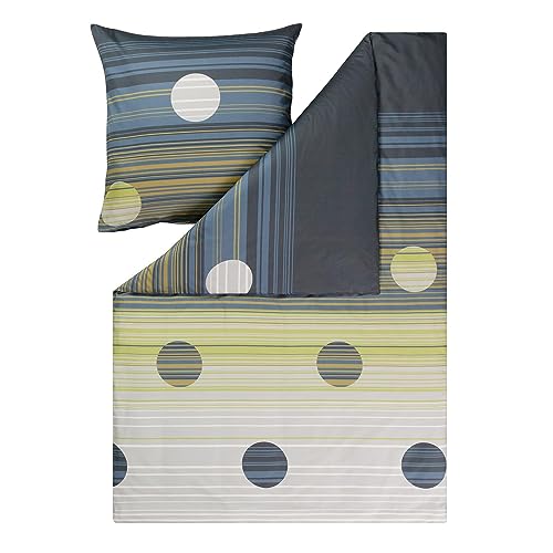 ESTELLA Mako-Satin Bettwäsche Bailey Petrol 1 Bettbezug 135 x 200 cm + 1 Kissenbezug 80 x 80 cm