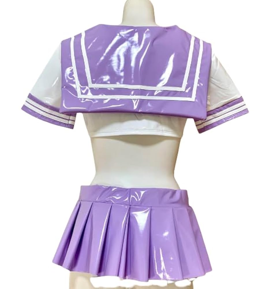 エナメルボンテージ　セーラー服　光沢ツヤツヤ　パープル Amazon.co.jp: [Wo Wo 商贸] エナメルボンテージ セーラー服