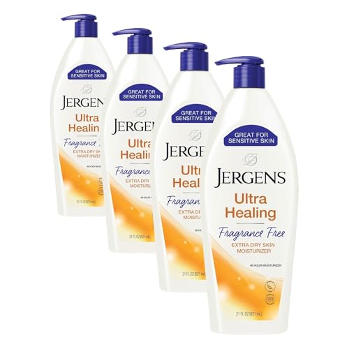 Jergens Ultra Healing Dry Skin Lotion, Hand and Body Moisturizer for Quick Absorption into Extra Dry Skin with Hydralucence Blend, Vitamins C, E and B5, White, 21 oz, Pack of 3
