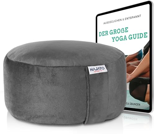 NAJATO Sports Yogakissen – Meditationskissen inkl. E-Book (PDF Datei) – Rundes Yoga Kissen mit Buchweizenschalen-Füllung – 30 cm Durchmesser, 14 cm hoch – Waschbarer Bezug aus Samt NAJATO Sports Yogakissen – Meditationskissen inkl. E-Book (PDF Datei) – Rundes Yoga Kissen mit Buchweizenschalen-Füllung – 30 cm Durchmesser, 14 cm hoch – Waschbarer Bezug aus Samt