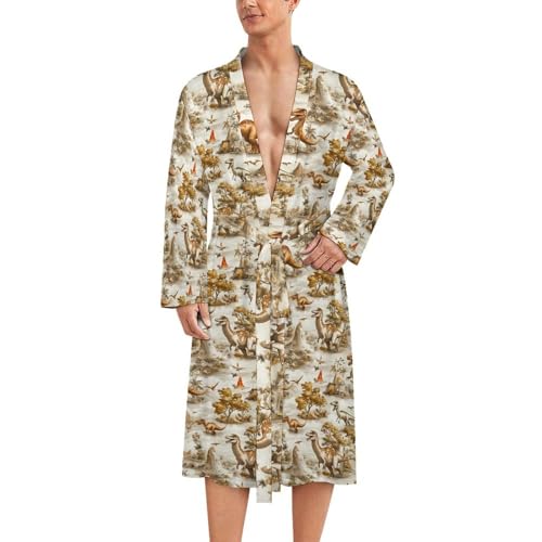 Albornoz de baño para hombre, con estampado de dinosaurio, ligero, kimono de ducha, bata de baño, Estilo-4, M