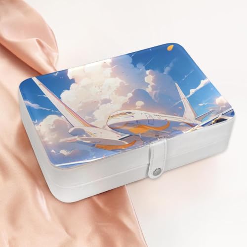 Boîte à bijoux de voyage pour bagues et colliers avec support compact orange - 3