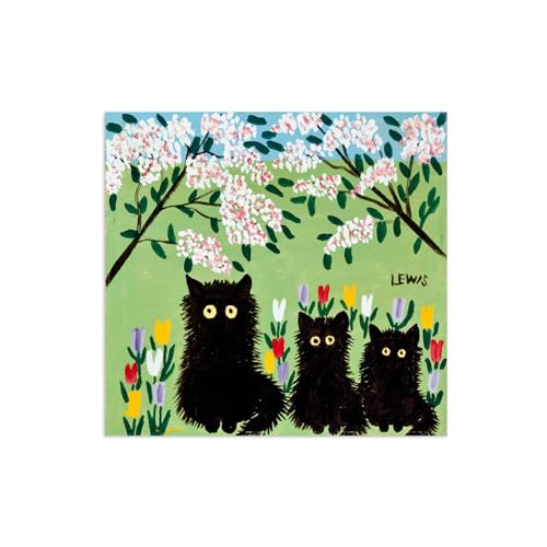Tableau trois chats noirs de Maud Lewis - Impression d'art tendre pour la maison
