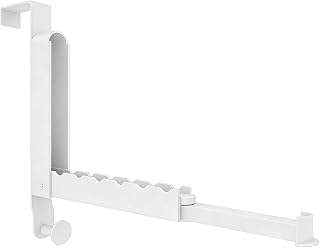 Torkställ över Dörren, Infällbar Utrymmesbesparande Hängare Av Aluminiumlegering Vikbar Dörrställ Utan Borrning med Justerbar Klämma för Resor i Badrummet i Sovrummet (Gräddvit)