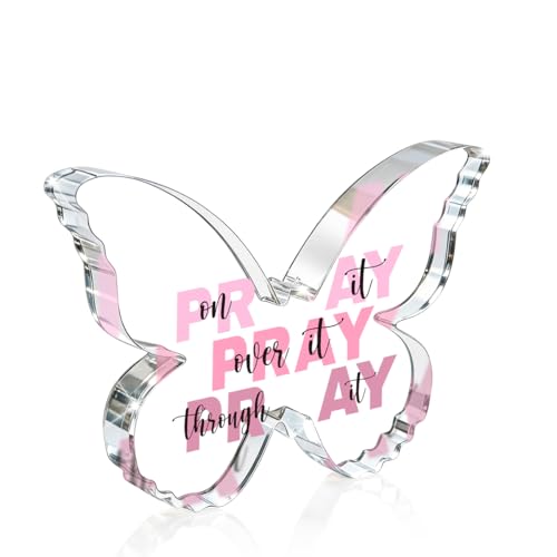 PVOPVO Pink Bow Desk Decor for Bedroom Butterfly Decorations for Women Men Minimalist Home Office Decor Graduation Anniversary Birthday Mother's Day Decorations Cute Acrylic Sign