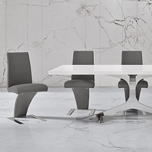 Zuri Modern Mesa Dining Chair In Dark Grey Microfiber Leather And Stainless Steel #TOP1