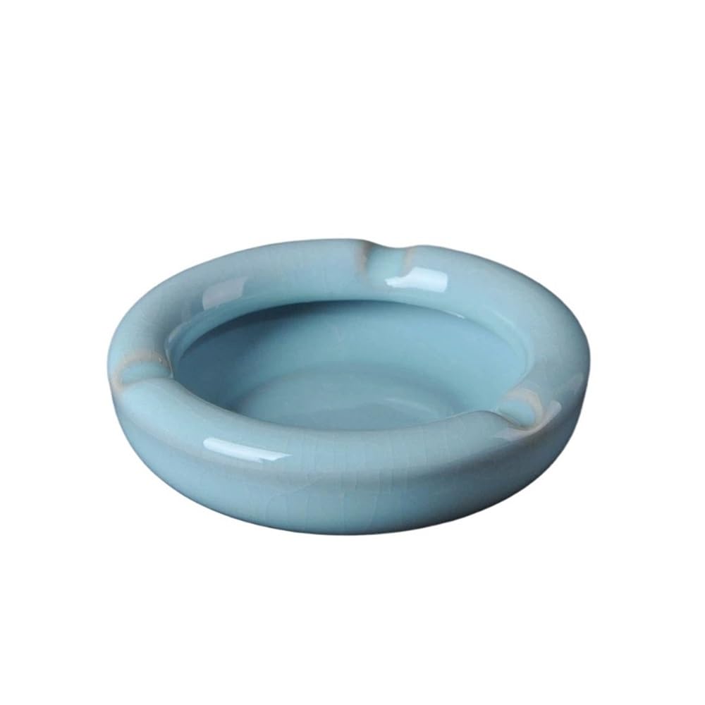 Smoking Accessories 10.8 cm Porcelain Ashtray,Chinese Ru Kiln Celadon Handmade Ceramic Creative Cigarette Ashtrays(Blue)