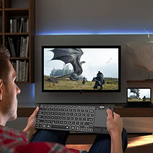 Arteck Universal Backlit 7-Colors Bluetooth Touch Tv Keyboard With Easy Media Control And Build-In Touchpad For Tv-Connected Computer, Smart Tv, Desktop, Laptop, Ipad, Surface, Tablet, Htpc #TOP6