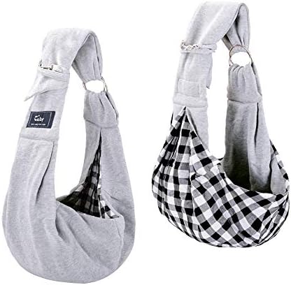 CUBY Reversible Pet Sling Carrier Hands-free Sling Pet Dog Cat Carrier Bag Soft Comfortable Puppy Kitty Double-sided Pouch Shoulder Carry Tote Handbag