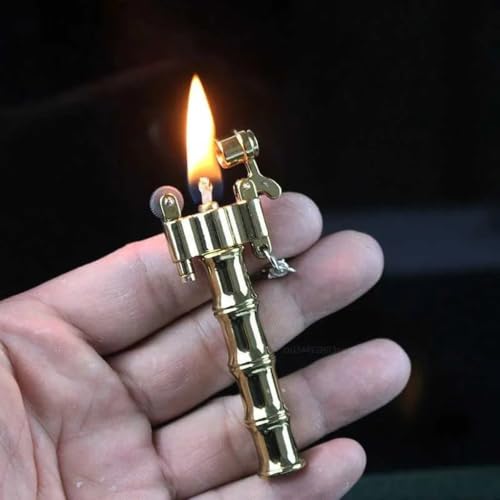Image of Smoke King Classic Flip-Top Lighter Refillable Windproof Metal Flame, Retro Engraved Design, Compact Pocket EDC Gift for Men