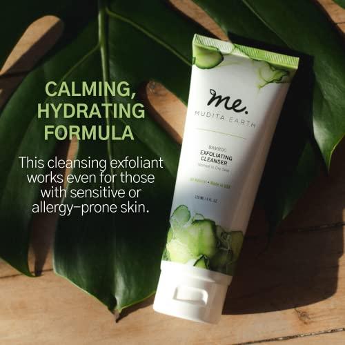 Mudita Earth Bamboo Exfoliating Microdermabrasion Cleanser, Vegan, Plant Based, All Natural, Cruelty Free, No Sulphates, Non Gmo, 4 Fl Oz #TOP1