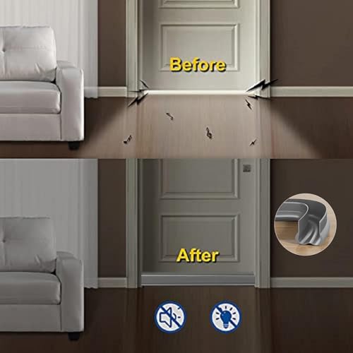 Door Draft Stopper, 36" Cuttable Door Sweep for Bottom of Door, Under Door Draft Blocker Insulator, Weather Stripping Door Seal, Door Gap Filler Soundproof, Dust Blocker, Noise Stopper (Grey, 2Pcs) — view 4