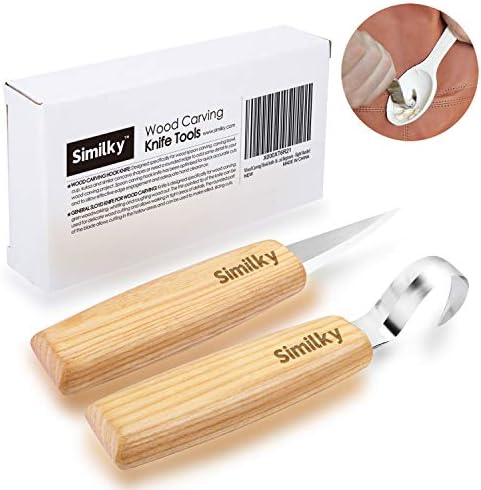 SIMILKY Cutting Knife C2 6.5" Whittling Knife for Fine Chip Carving Wood and General Purpose Wood Carving Knife Bench Detail Carving Knife Carbon Steel and Whittling for Beginners