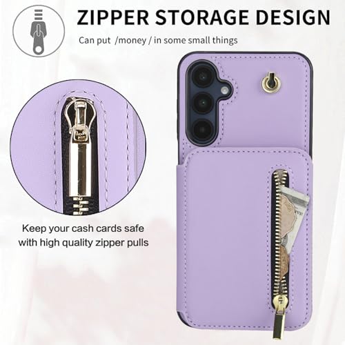 Asuwish Phone Case for Samsung Galaxy S26 5G 2026 RFID Blocking Wallet Cell Cover with Tempered Glass Screen Protector Crossbody Strap Credit Card Holder Slot Stand S 26 26S Women Men Purple by Asuwish - Used condition - Image 6