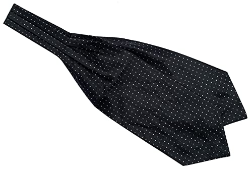 Elfeves Men's Black and White Self Cravat Tie Polka Dot Designer Dress Ascot for Father's Day, Black Gingham Dot, One size