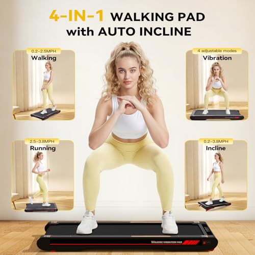 Image of Freepi Walking Vibration Pad with 10% Auto Incline,Under Desk Treadmilll for Home,Walking Vibration Workout Pad