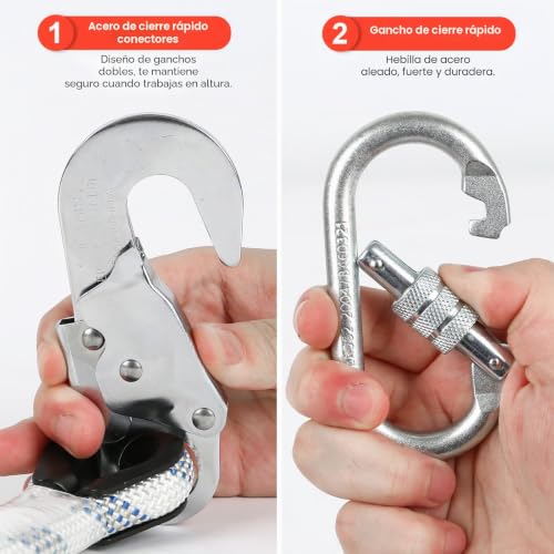 Miniatura 4 de Línea De Posicionamiento Ajustable, Con Reducción De Cuerda Prot-3, Sistema De Seguridad Contra Caídas Para Conectar Su Arnés De Retención Con El Punto De Anclaje, Cuerda De Retención Para Protección