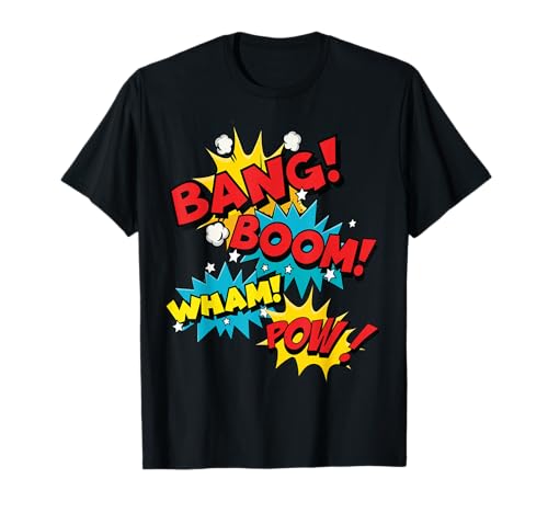 Bang Boom Wham Pow Comic Sound Effect Design T-Shirt